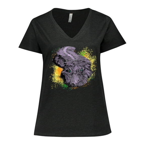 Inktastic Colorful Lurking Gator Women's Plus Size V-Neck T-Shirt