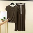 thumbnail image 2 of cfhntfmh Womens Two Piece Modal Pajama Set Short Sleeve Shirt with Long Pajama Pant Set Soft Pj Loungewear with Drawstring, 2 of 3