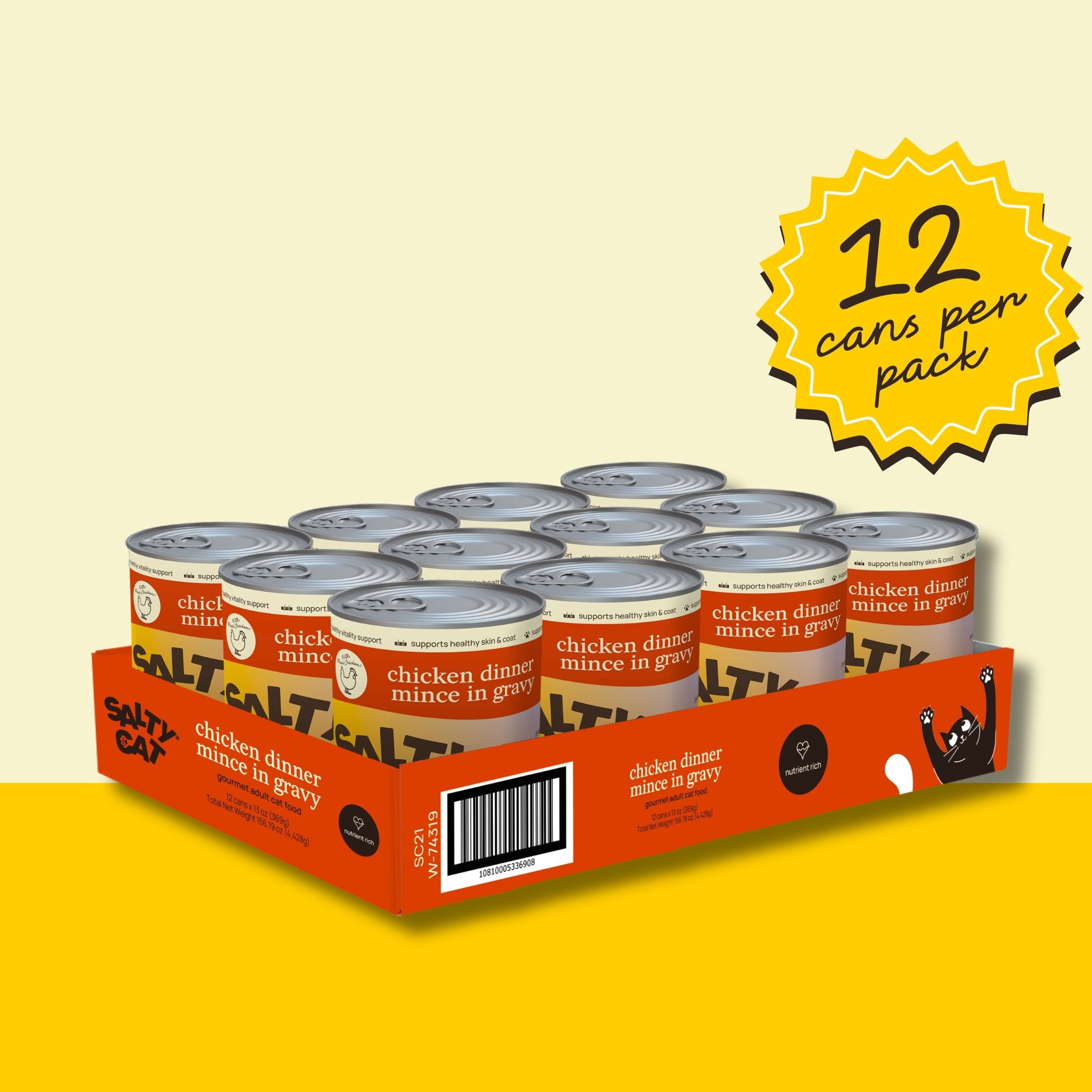 (6 pack) Salty Cat Chicken Dinner Mince in Gravy Wet Cat Food, 13 oz. Can