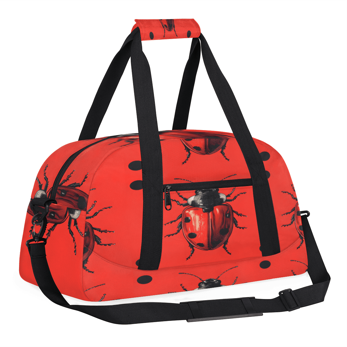Herdesigns Animal Sports Duffle Bag for Women & Men, Cute Ladybugs Gym Bag Dance Bag Overnight Bag Carry On Weekender Travel Bag