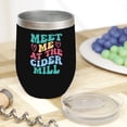thumbnail image 2 of Meet Me at the Cider Mill Quote or Saying, Groovy Retro Wavy Text Merch Gift, Black 12oz Wine Tumbler, 2 of 5