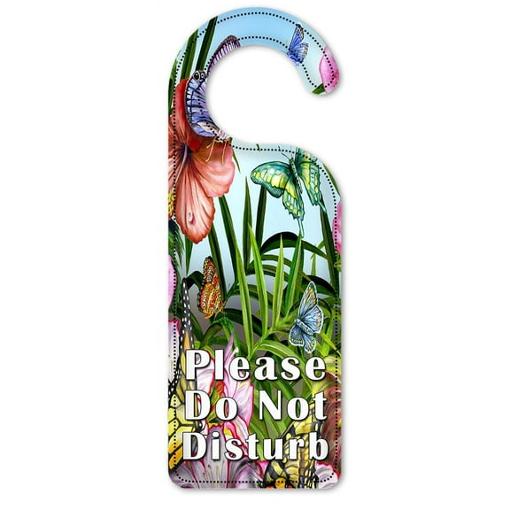 Do Not Disturb Door Knob Hanger Sign - Blue Butterfly