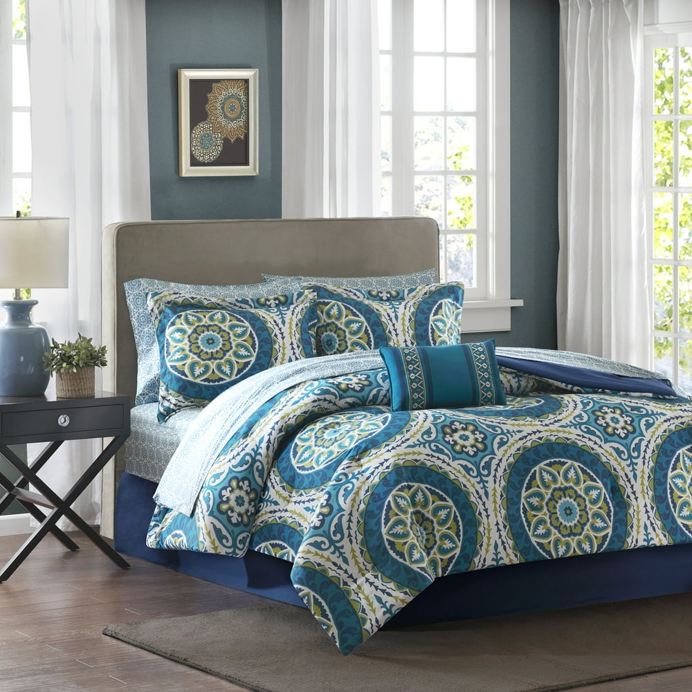 Home Essence Nepal Bed in a Bag Comforter Bedding Set, Blue, TwinXL