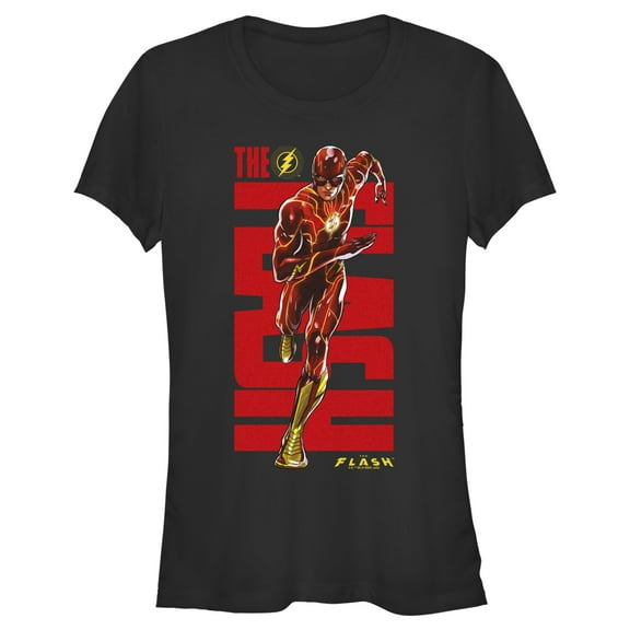 Junior's The Flash Speedster Bold Red Logo Graphic Tee Black Small