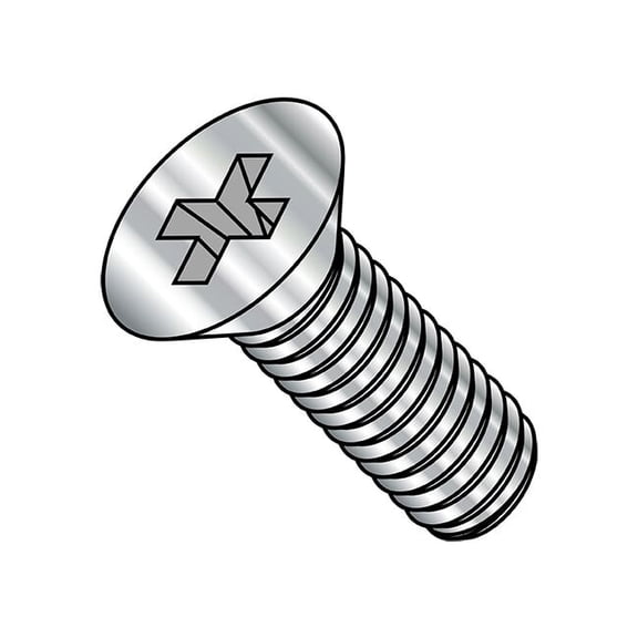 M1.6-0.35 x 6 mm Phillips Flat Machine Screw, Plain Stainless Steel, 5000 PK