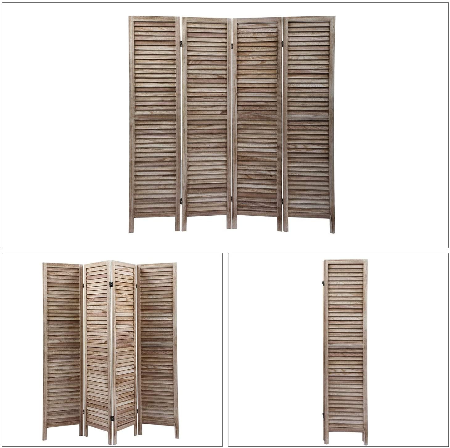 Lowestbest Louvered Room Divider, 5.6 Ft Tall Folding Freestanding Privacy Screen, Foldable Room Dividers for Home, Office (4 Panel-Nature) Lowestbest Louvered Room Divider, 5.6 Ft Tall Folding Freestanding Privacy Screen, Foldable Room Dividers for Home, Office (4 Panel-Nature)