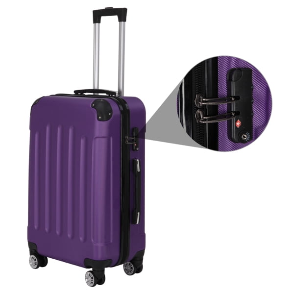 Cotinse 3 Piece Luggage Sets Hardshell Lightweight Suitcase with TSA Lock Spinner Wheels,Purple