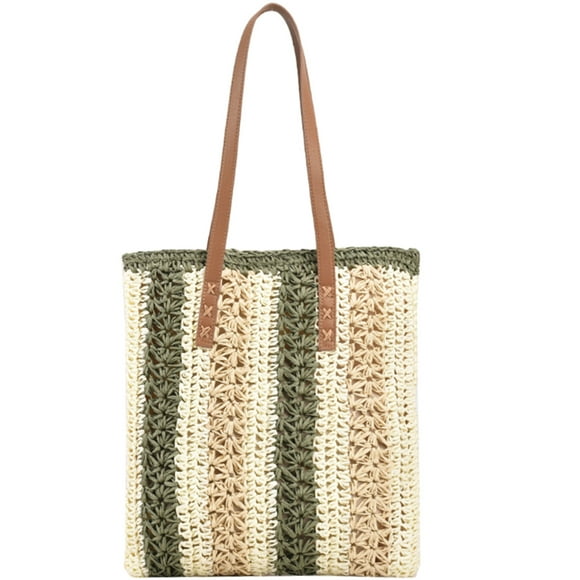 Women Handmade Woven Large Shoulder Bag Straw Handbag Straw Purse Summer Beach Bag
