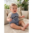 thumbnail image 4 of BemeyourBBs Newborn Baby Boy Summer Clothes Baby Boys Mama's Little Man Outfit Waffled Bubble Romper Casual Letter Embroidery Crew Neck Raglan Short Sleeve Bodysuit Jumpsuit, 4 of 9