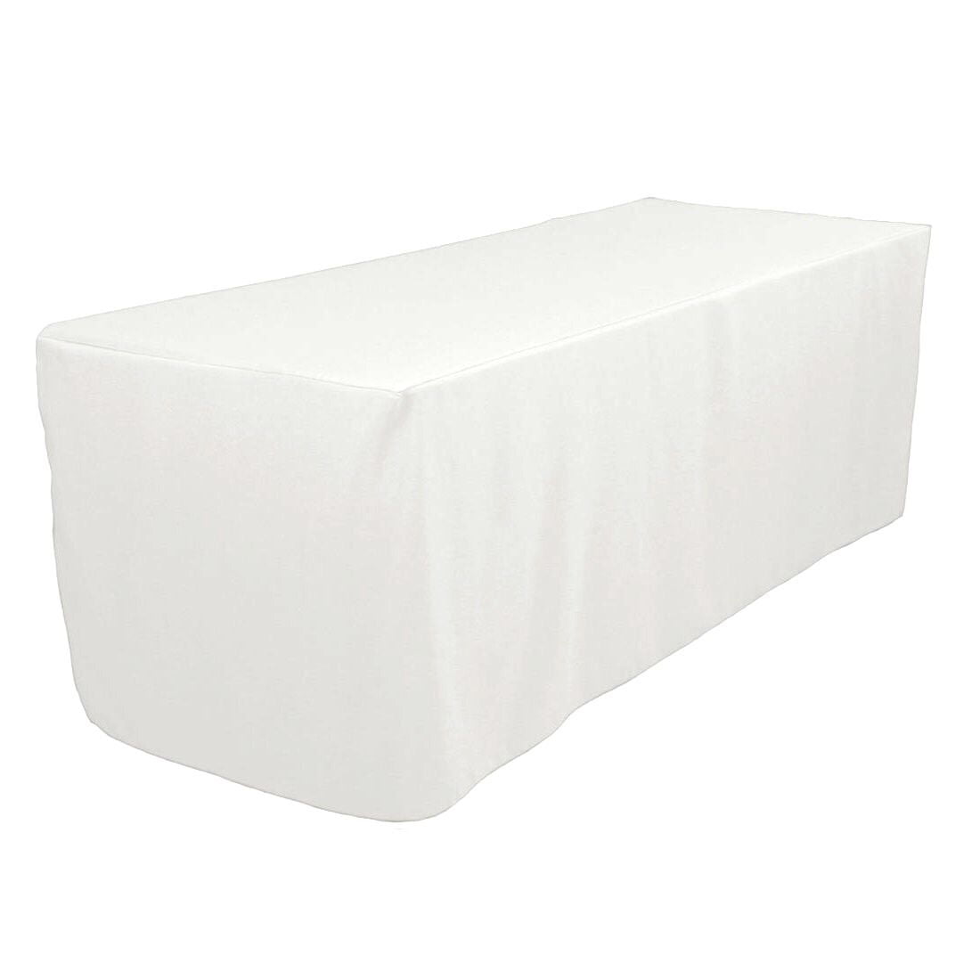 Royal 8-Feet Fitted Rectangle Polyester Tablecloth Wedding Party & Dj Table White