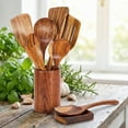 thumbnail image 6 of TEAFIRST 9 Pcs Wooden Utensils for Cooking Wooden Utensils for Kitchen, Heat Resistant, Non-Stick, 6 of 9