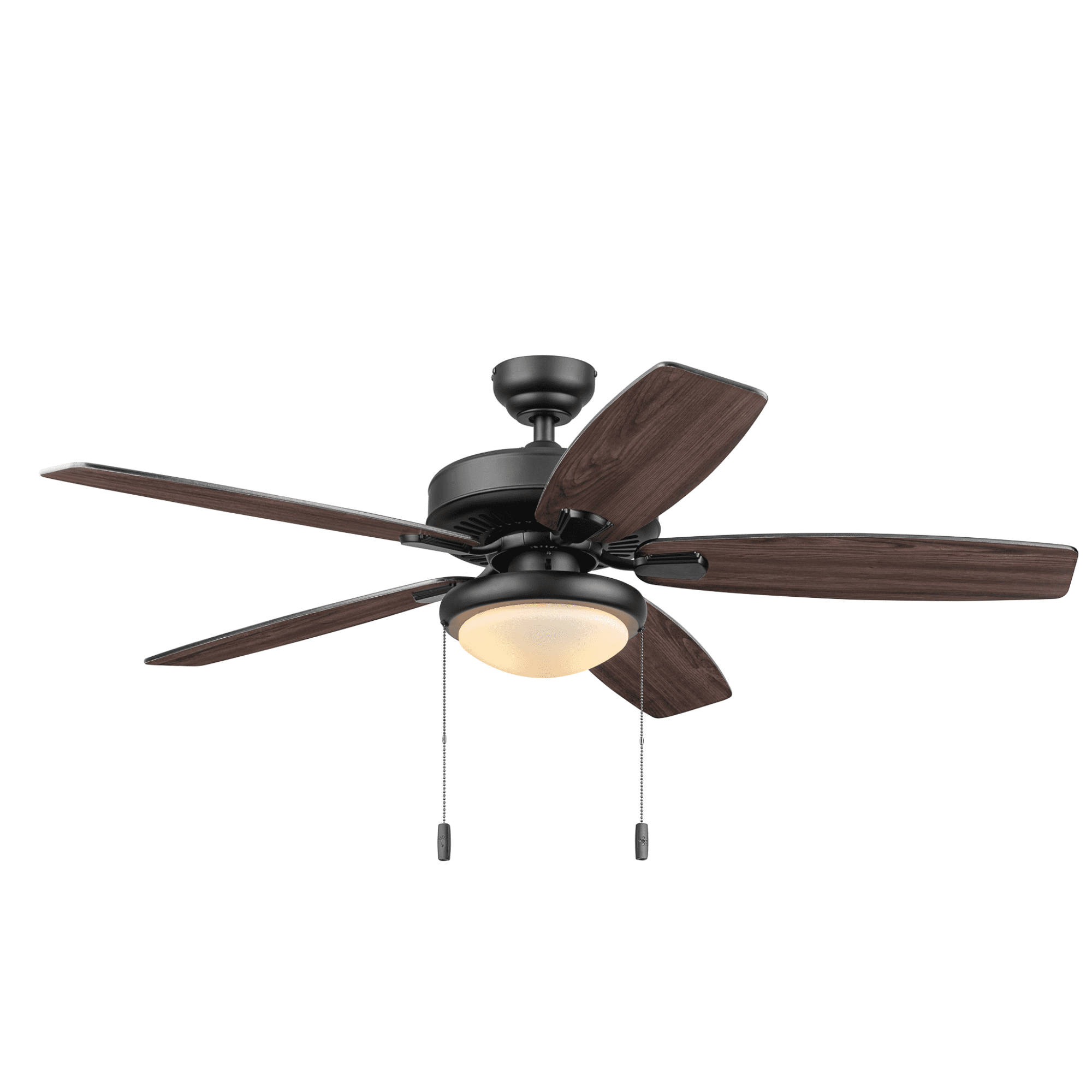 Honeywell Blufton 52" Traditional Black Indoor/Outdoor Ceiling Fan with Light, Pull Chains & Reversible Motor