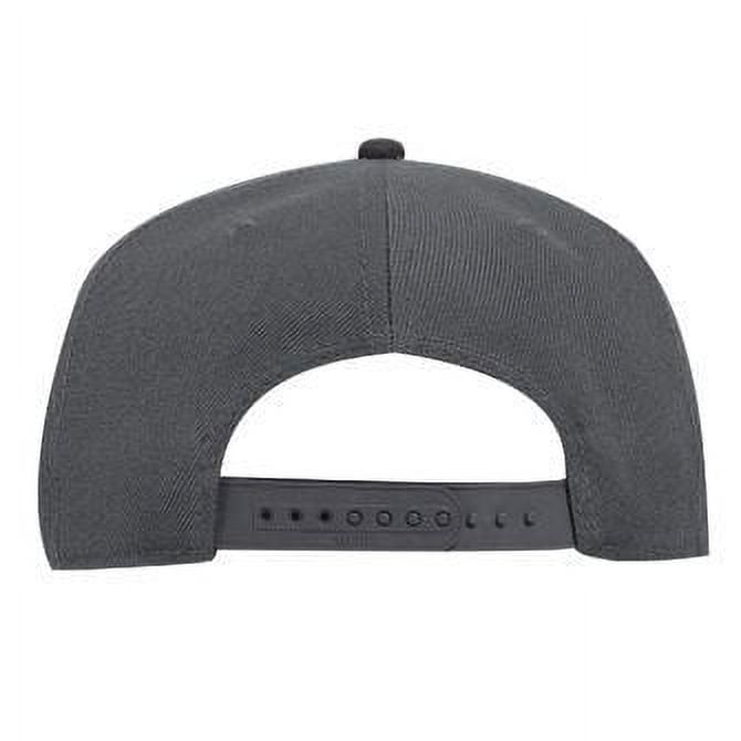 OTTO Blk/Gry/Gry 6 Flat Visor SNAP Panel Style Blend Snapback Hat Round Pro - Wool Twill