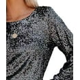 thumbnail image 4 of HLSOHJP Women's Sequin Belted Party Dress Long Lantern Sleeve Glitter Shiny Sparkly Lace Up Cocktail Night Out Mini Dress, 4 of 6