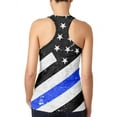 thumbnail image 2 of Distressed Thin Blue Line American Flag Vintage Juniors Burnout Racerback Tank Top Multi LG, 2 of 2