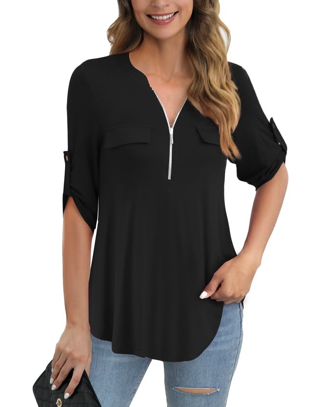 shirts with zippers for women