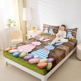 thumbnail image 3 of Erosebridal Easter Rabbits Eggs Full Size Sheets 4-Piece For Teens,Kids Cute Plaid Bowknot Bed Sheets,Ultra Soft Home Decor, 3 of 5