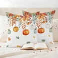 thumbnail image 3 of Thanksgiving Pumpkin Pillow Covers 2 Pack Autumn Orange Green Leaves Vintage Village Farm Pillowcase Waterproof Outdoor Throw Pillow Cover for Patio Garden Square Cushion 20”x20”, 3 of 9