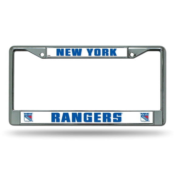 New York Hockey Rangers - 12" x 6" Standard Size - Chrome Metal License Plate Frame
