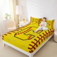 thumbnail image 4 of Manfei Boys Personalized Gifts Queen Sheet Sets,Yellow Letter C Flat Sheet,Baseball Sport Game Queen Fitted Sheet For Boys Kids,Lightweight Room Decoration,4pcs, 4 of 7