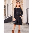 thumbnail image 6 of Arshiner Girls Long Sleeve Dresses Button Down Midi Dress with Pockets, 6 of 6