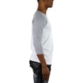 thumbnail image 7 of ToBeInStyle Mens Sleeved Baseball Inspired Classic Shirt Tee - 3/4 Sleeve - Heather Grey/White - Large, 7 of 7