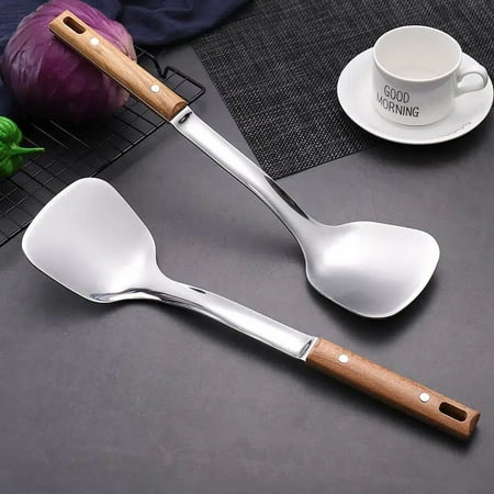 

1pc 304 Stainless Steel Spatula With Wooden Handle Household Kitchen Cooking Tools