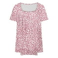 thumbnail image 4 of WCMZJ Plus Size Tops for Women Dressy Floral Square Neck Boho Summer Blouses Tunic Tops to Hide Belly Loose Fit Top Pink 4XL, 4 of 4