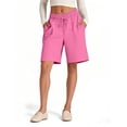 thumbnail image 5 of Women'S Shorts Loose with Pockets Knee Length for Yoga Casual Walking Exercise Shorts Pink M, 5 of 7