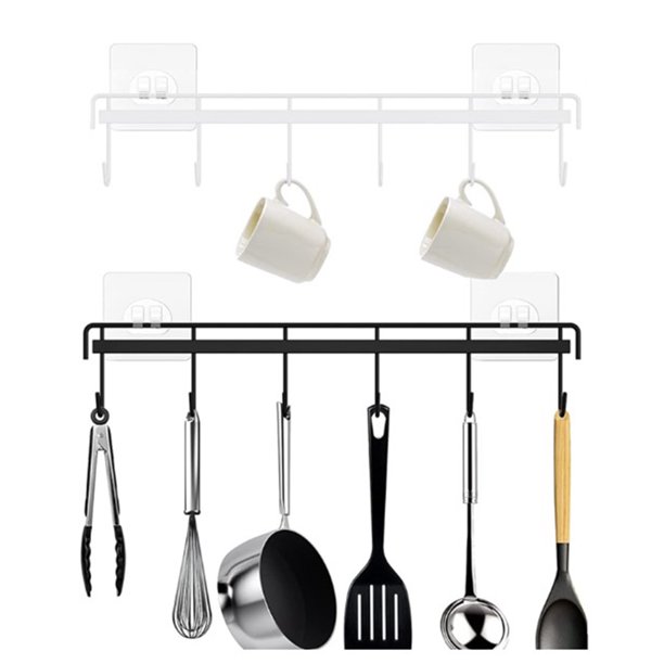 Wharick Kitchen Utensil Rack with 6 Hooks, Space Saving Wall Holder No