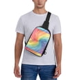 thumbnail image 6 of Chest Bag Dual Pocket 11.8×7.7×2.4in Waterproof Double-Pocket Large Capacity With No Inner Pouch Pockets And Double Drawstrings Darkmagenta Tie-Dye Background Rainbow Colors_2, 6 of 8