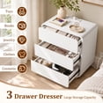 thumbnail image 6 of Aufeile Nightstand with Charging Station, Modern Curved Nightstand with 3 Drawers, Bedside Table for Bedroom, White, 6 of 9