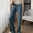thumbnail image 3 of Pantalones de cintura alta de diseño Simple para mujer, pantalones de pierna ancha de Color sólido para fiesta de senderismo de invierno para Prendas para la parte inferior del cuerpo Azul marino Jumpingount AP015849-04, 3 of 6