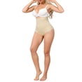 thumbnail image 2 of INSPIRE CHIC Women's High Waisted Tummy Control No Show Girdle Body Shaper Thong Panty Smooth Under Dress Shapewear XX-Large Beige, 2 of 5