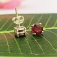 thumbnail image 3 of Gaspara Round Cut Red Garnet Stud Earrings for Women 925 Sterling Silver, 3 of 5
