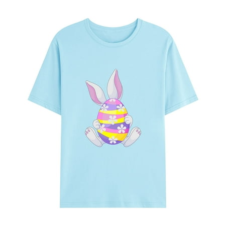 Summer Savings Clearance! Men's Graphic Tees Happy Easter Day T-shirt Men Casual Fashion Round Neck Pullover Easter Print T-Shirt Short Sleeve Tops