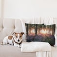 thumbnail image 4 of Ambesonne Forest Throw Pillow Cover 2 Pack, Sunrise Woods in Spring, 24", Purple Green, 4 of 7