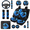 Blue Cat Couple Pattern, variant on Car Interior Accessory Kit, with Steering Wheel Cover Car Armrest Box Pad, Breathable Suitable for Cars Sedans