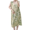 thumbnail image 2 of Nightgown Women's Long Cotton Sleep Dress Vintage Floral Sleeveless Nightshirt with Pockets Mint Green Free Size, 2 of 5