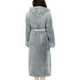 thumbnail image 5 of UVN Long Robes for Women Winter Plush Fleece Hooded Bathrobe Soft Cozy Fluffy Sleepwear Nightgown with Pockets, 5 of 11