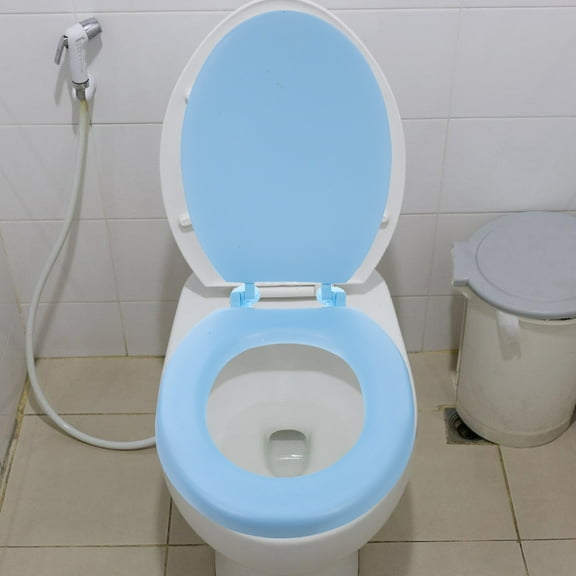 PBPBOX Round Toilet Seat Comfortable Sitting Foam Sky-blue for Bathroom Use 1Pcs