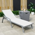 thumbnail image 2 of LeisureMod Marlin Modern Gray Aluminum Outdoor Patio Chaise Lounge Chair With Arms with Square Fire Pit Side Table Perfect for Patio, Lawn, and Garden (White), 2 of 21
