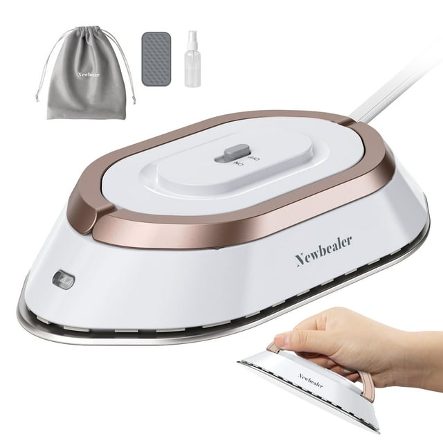 Newbealer Plancha de Viaje de Doble Voltaje Minimáquina Portátil de 0,95 Lb con Suela de Cerámica Antiadherente, 320 °F, Pequeña Plancha para Manualidades para Costura, Acolchado y Manualidades (Oro R