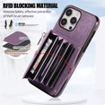 thumbnail image 3 of Jiahe Cover for iPhone 14 Pro Max, Wallet Case Crossbaody, with RFID Blocking Shockproof Zipper Purse with Card Slots Holder Adjustable Detachable Shoulder Strap Lanyard Case Cover, purple, 3 of 7