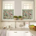 thumbnail image 4 of Flowers Sage Green Kitchen Curtains and Valances Set, Rod Pocket Curtains Tier Farmhouse Window Curtains 36 Inch Length, Botanical Colorful Floral Leaves 3 Piece Kitchen Curtains Set, 4 of 6