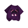 thumbnail image 3 of Zhuashum T-Shirts Fille Col Rond Hauts Enfant Imprimé Dessin Animé Graphique Manches Courtes Tee Adorable Adolescent Printemps Été Violet 9-10 Ans, 3 of 5