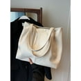 thumbnail image 4 of Pink PU High Capacity Tote Bag 2023 New Ladies Soft Leather Smooth Zipper Shoulder Bags Simple Versatile Commuter Class Handbag (black,(30cm, 4 of 6