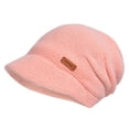 thumbnail image 2 of dianhelloya Warm hat LadyWinter Hat Wide Short Brim Elastic Solid Color Soft Warm Thick Plush Cold Resistant Anti-slip Winter Outdoor Knitted Cap Pink, 2 of 8