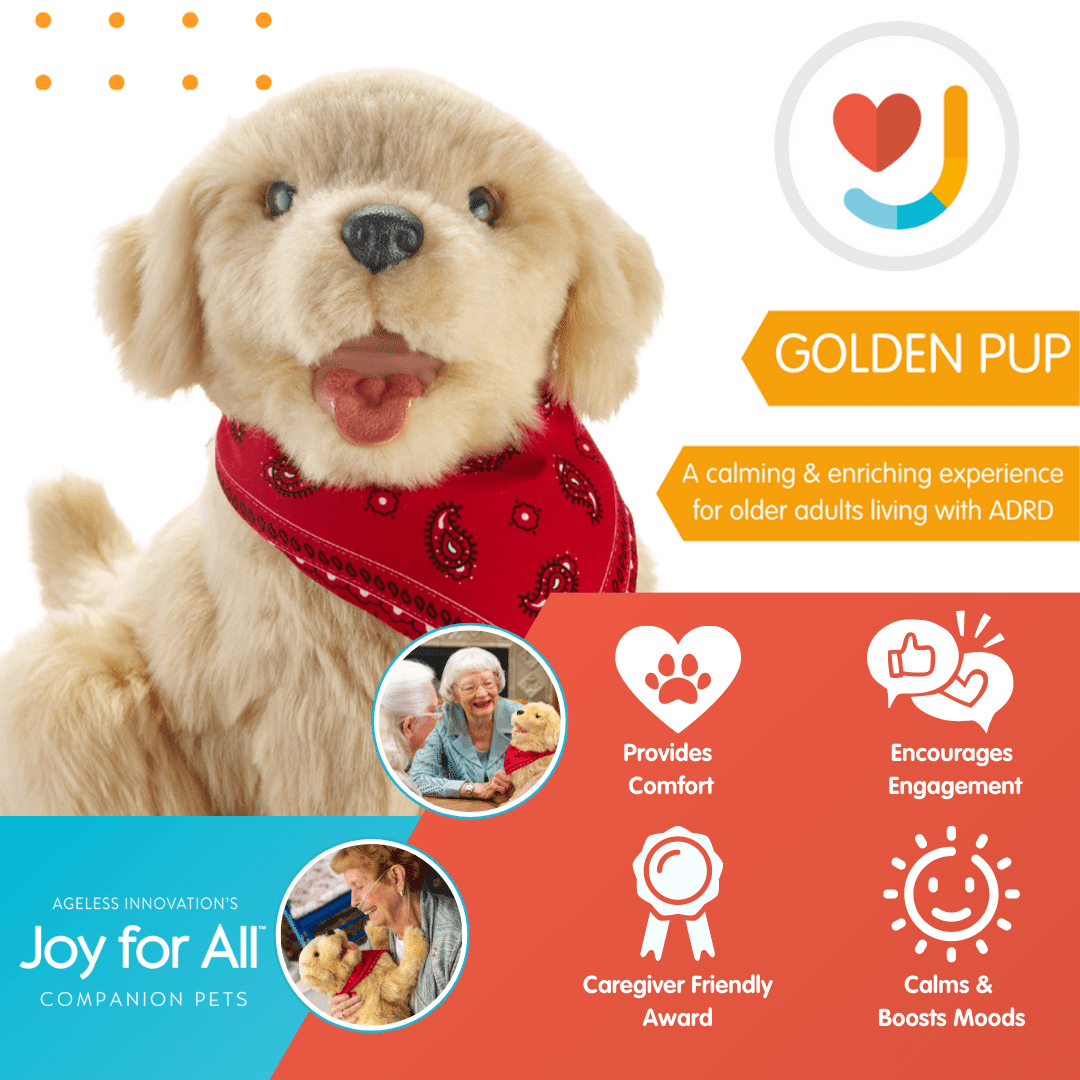 Joy For All Companion Pet For Seniors - Lifelike Animatronic Dog - Realistic Soft-Touch Coat & Heartbeat - Therapy Stuffed Animal - Toy For Alzheimer's & Dementia - Golden Pup