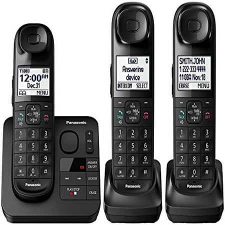 Panasonic KX-TGL433B / KX-TG3683B Dect 6.0 3-Handset Landline Telephone, Black (Certified